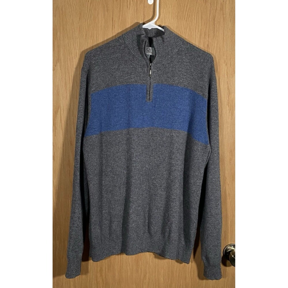 Men's 2X Cashmere Sweater 1/4 Zip Color Block Old Money Academia Business Casual